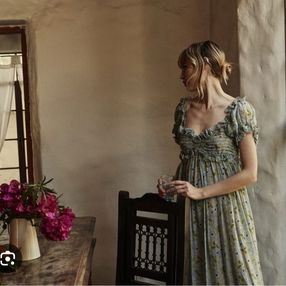 DOEN Drew Dress in Green Strawberry